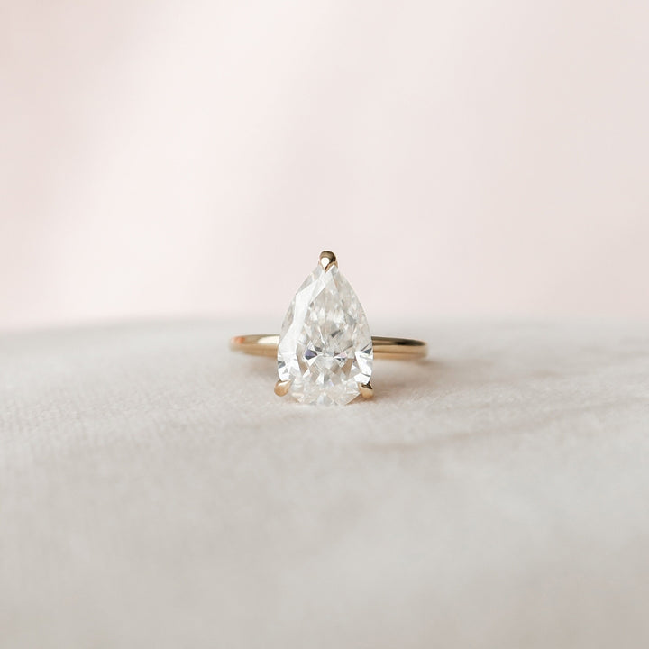 2.87 CT Pear Cut Moissanite Diamond Hidden Halo Engagement Ring