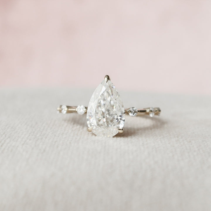 Hidden Halo Ring Beautiful 1.87 CT Pear Cut Moissanite Diamond Anniversary Ring