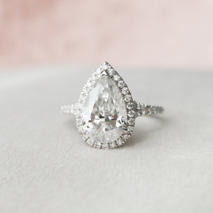 Stunning 3.30 Ct Pear Cut Diamond With Halo For A Dazzling Proposal