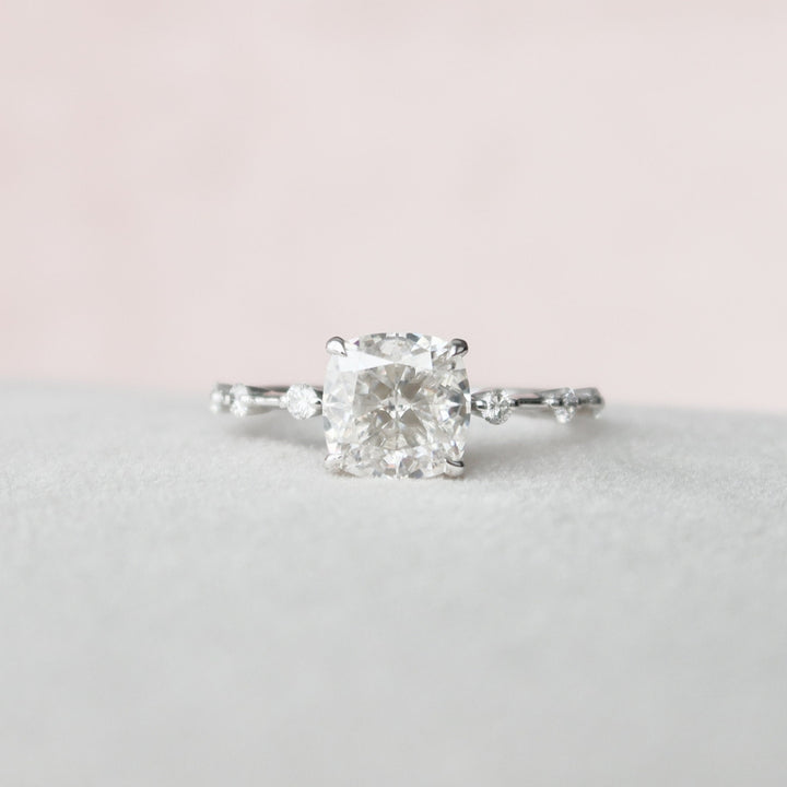 Dazzling 1.95 CT Moissanite Cushion Cut Anniversary Ring with Pave Accents