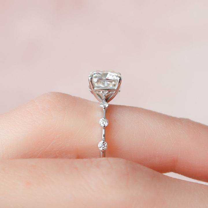 Dazzling 1.95 CT Moissanite Cushion Cut Anniversary Ring with Pave Accents