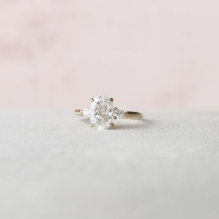Oval Engagement Ring, 2.47 CT Oval Cut Hidden Halo Moissanite Anniversary Gift Ring