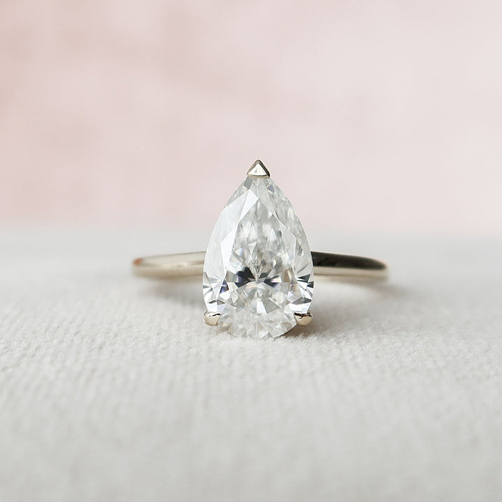 1.98 CT Pear Cut Moissanite Diamond Hidden Halo Wedding Ring