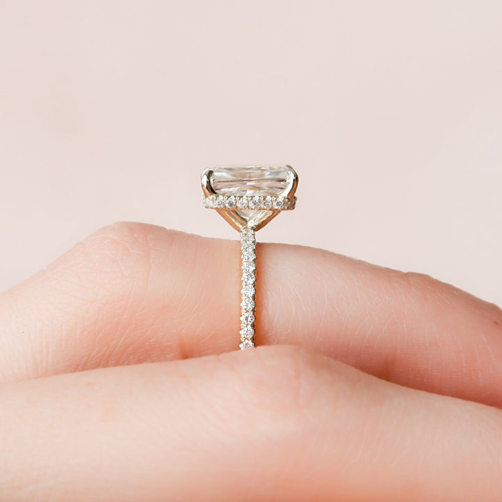 Radiant Cut Hidden Halo Anniversary Ring - Personalized Luxury