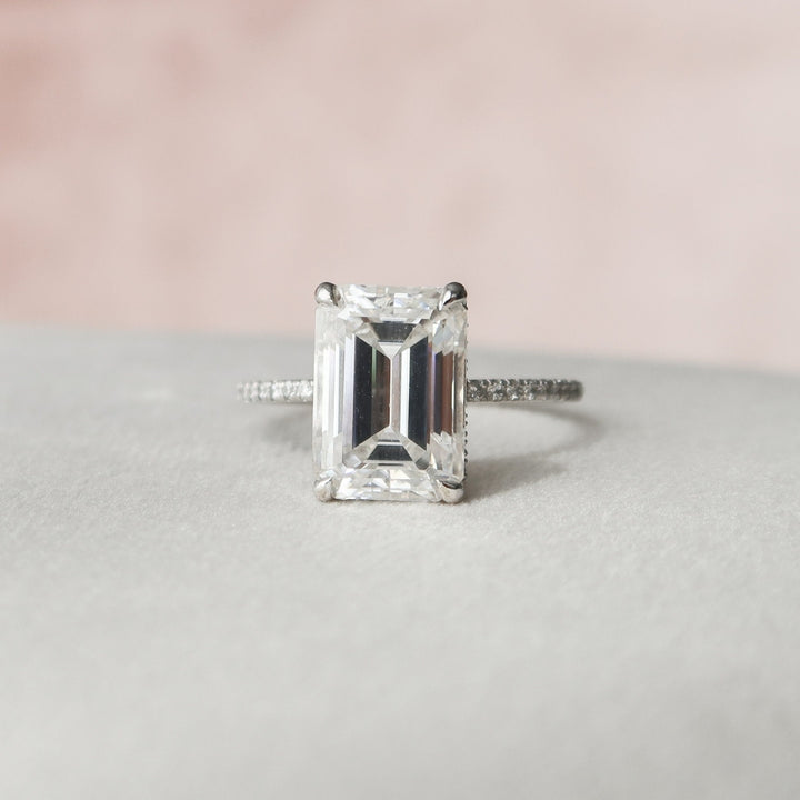 Modernist on Classic Luxury Split Shank Emerald Cut Diamond Ring