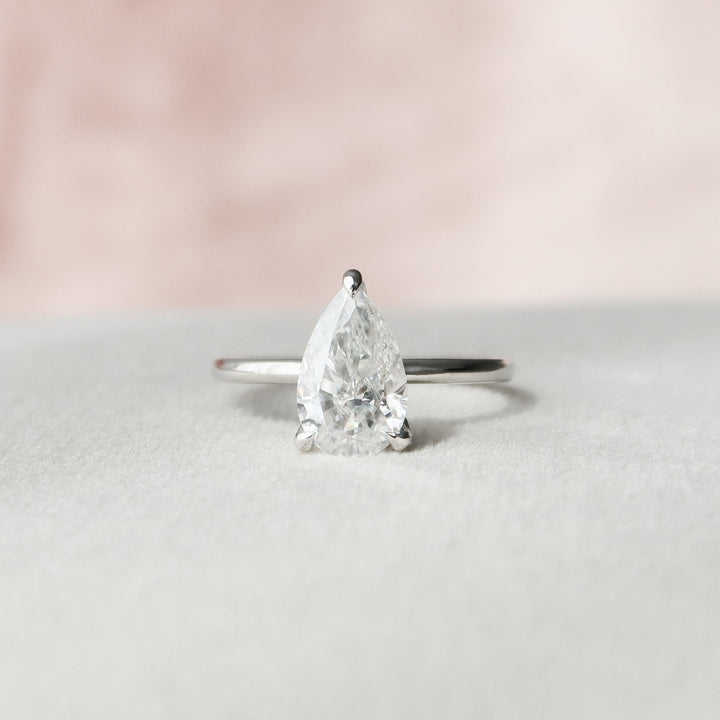 Hidden halo Luxe Radiance Pear Cut Moissanite Diamond Engagement Ring