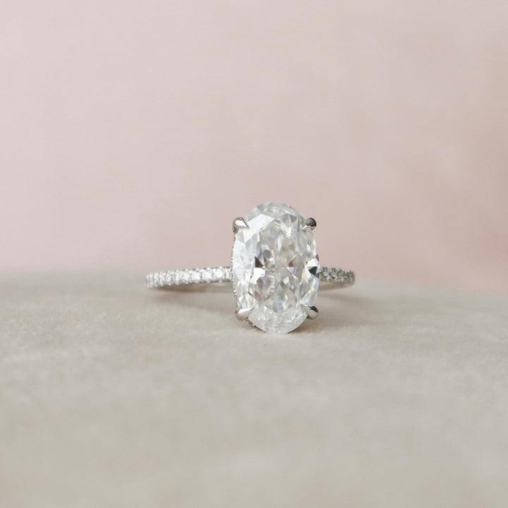 Understated Luxury 3.05 CT Oval Moissanite Diamond Anniversary Ring