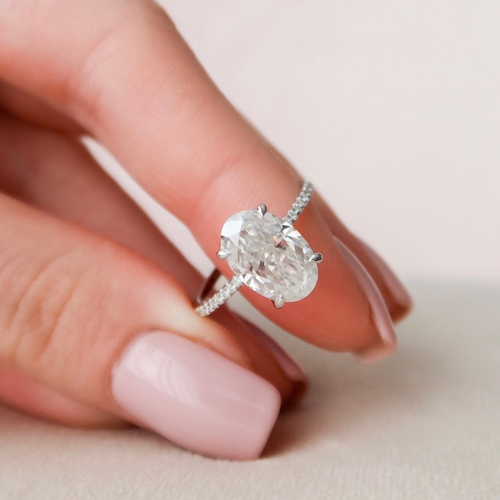 Understated Luxury 3.05 CT Oval Moissanite Diamond Anniversary Ring