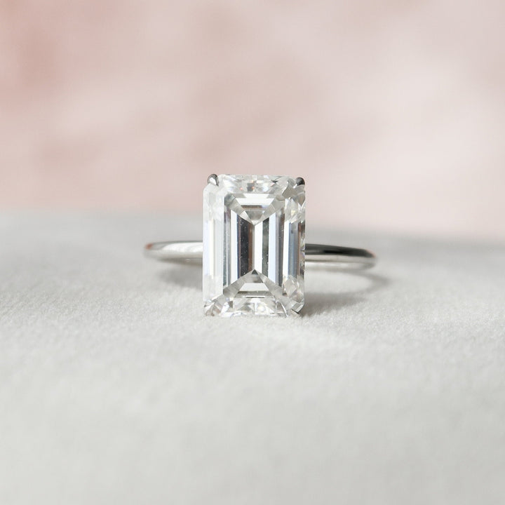 3.15 CT Emerald Cut Hidden Halo Handmade Ring A Statement of Sophistication