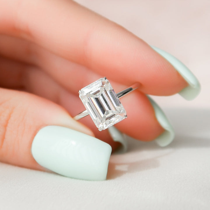 3.15 CT Emerald Cut Hidden Halo Handmade Ring A Statement of Sophistication