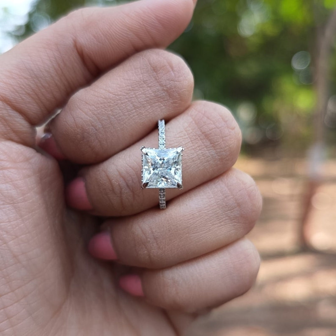 Simple Princess Cut Diamond Handmade Ring