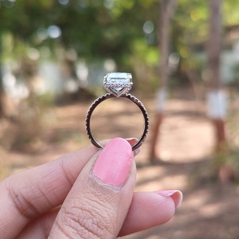 Simple Princess Cut Diamond Handmade Ring