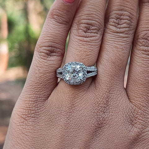 Bold Cushion Cut Diamond Wedding Ring