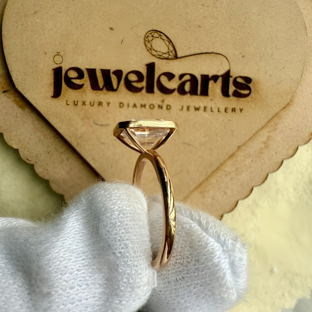 Moissanite 1.00 CT Emerald Cut Bezel Set Wedding Ring