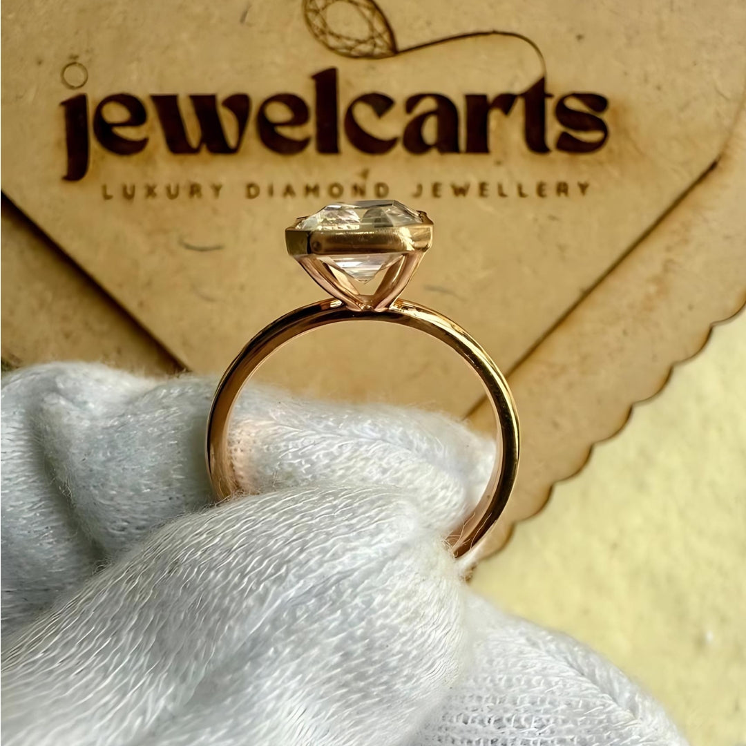 Moissanite 1.00 CT Emerald Cut Bezel Set Wedding Ring