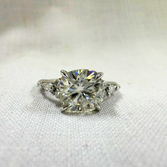 Elegant Cushion Moissanite Ring in Classic Prong Setting