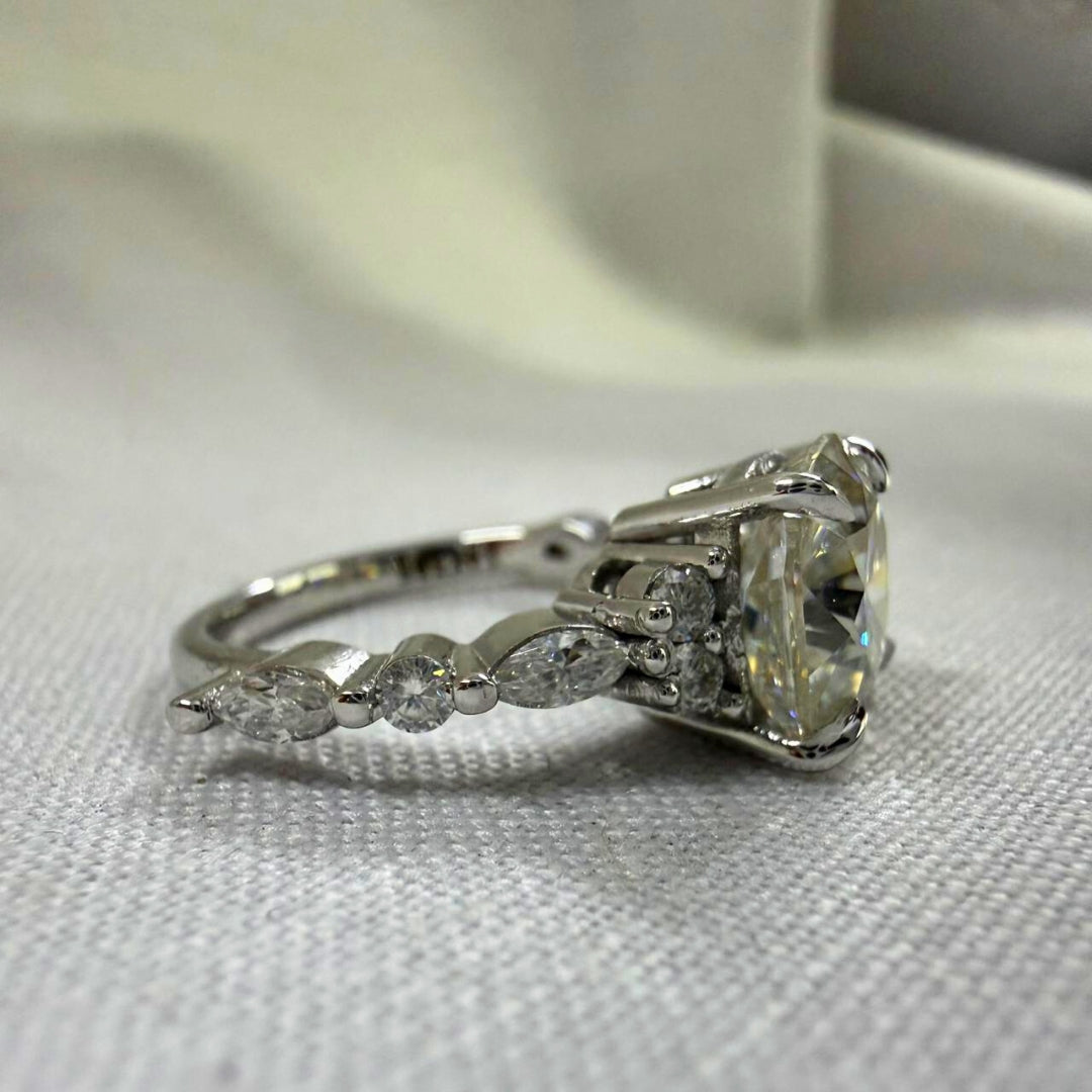Elegant Cushion Moissanite Ring in Classic Prong Setting
