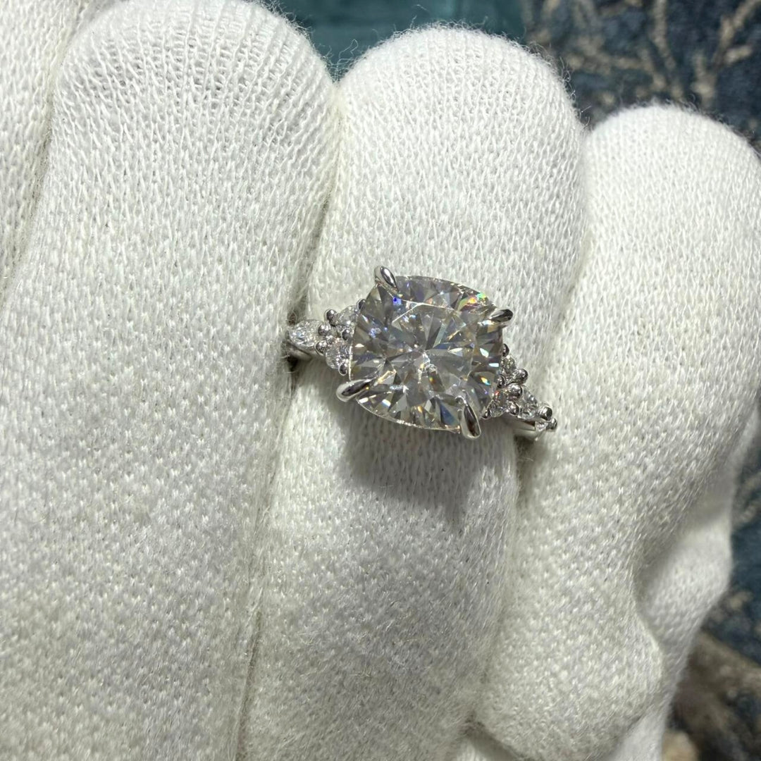 Elegant Cushion Moissanite Ring in Classic Prong Setting