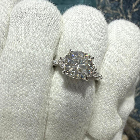 Elegant Cushion Moissanite Ring in Classic Prong Setting
