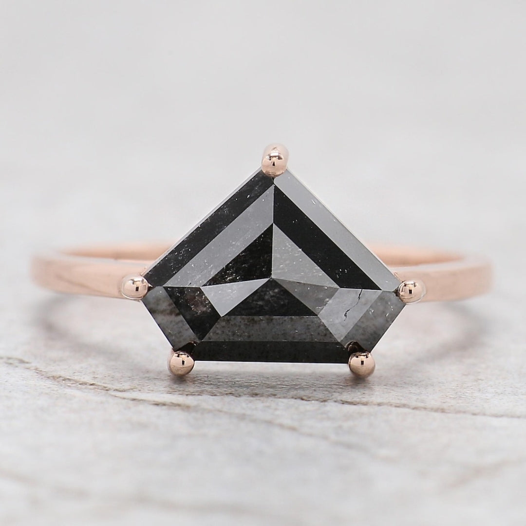 Moissanite Pentagon Rose Gold Solitaire Diamond Ring