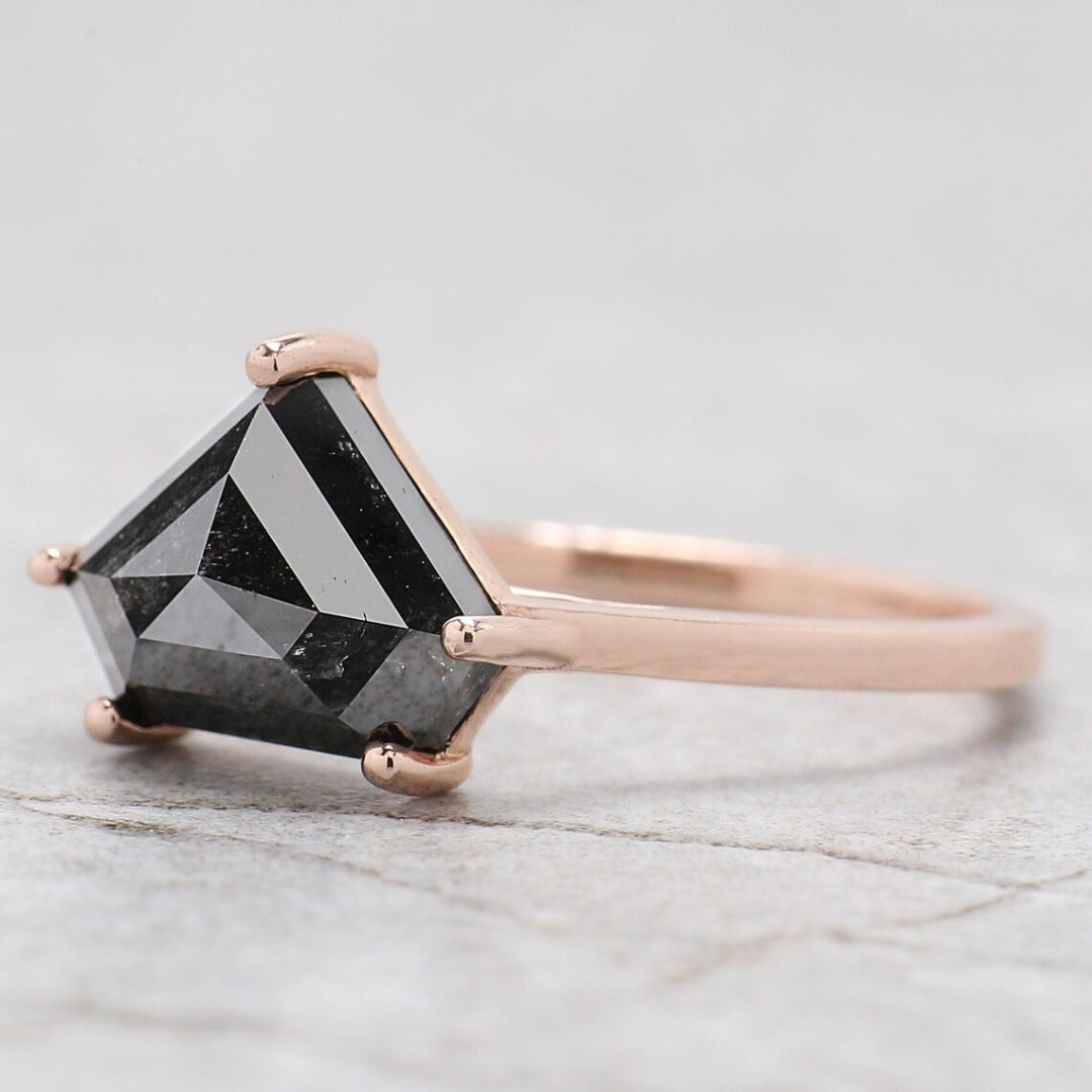 Moissanite Pentagon Rose Gold Solitaire Diamond Ring