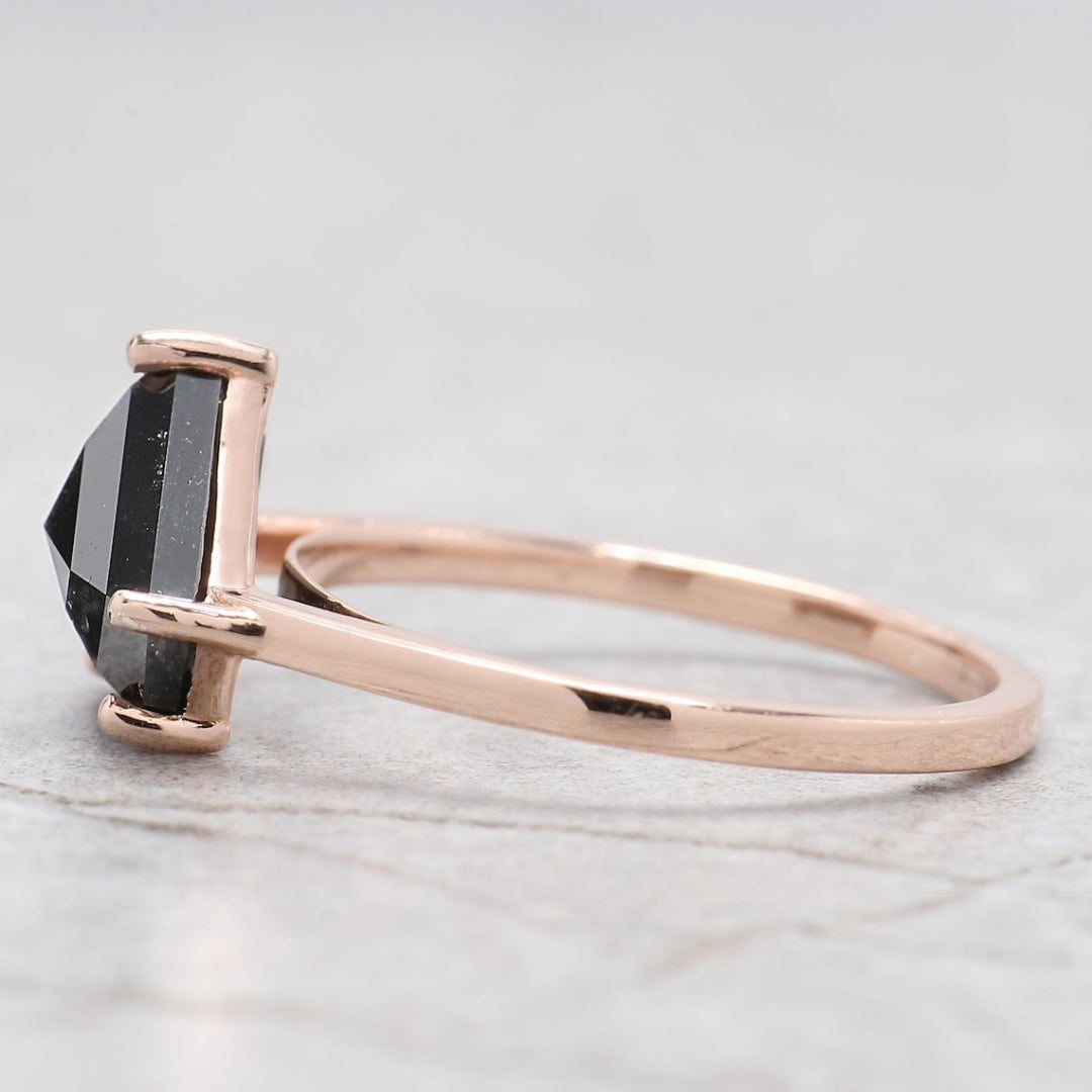 Moissanite Pentagon Rose Gold Solitaire Diamond Ring