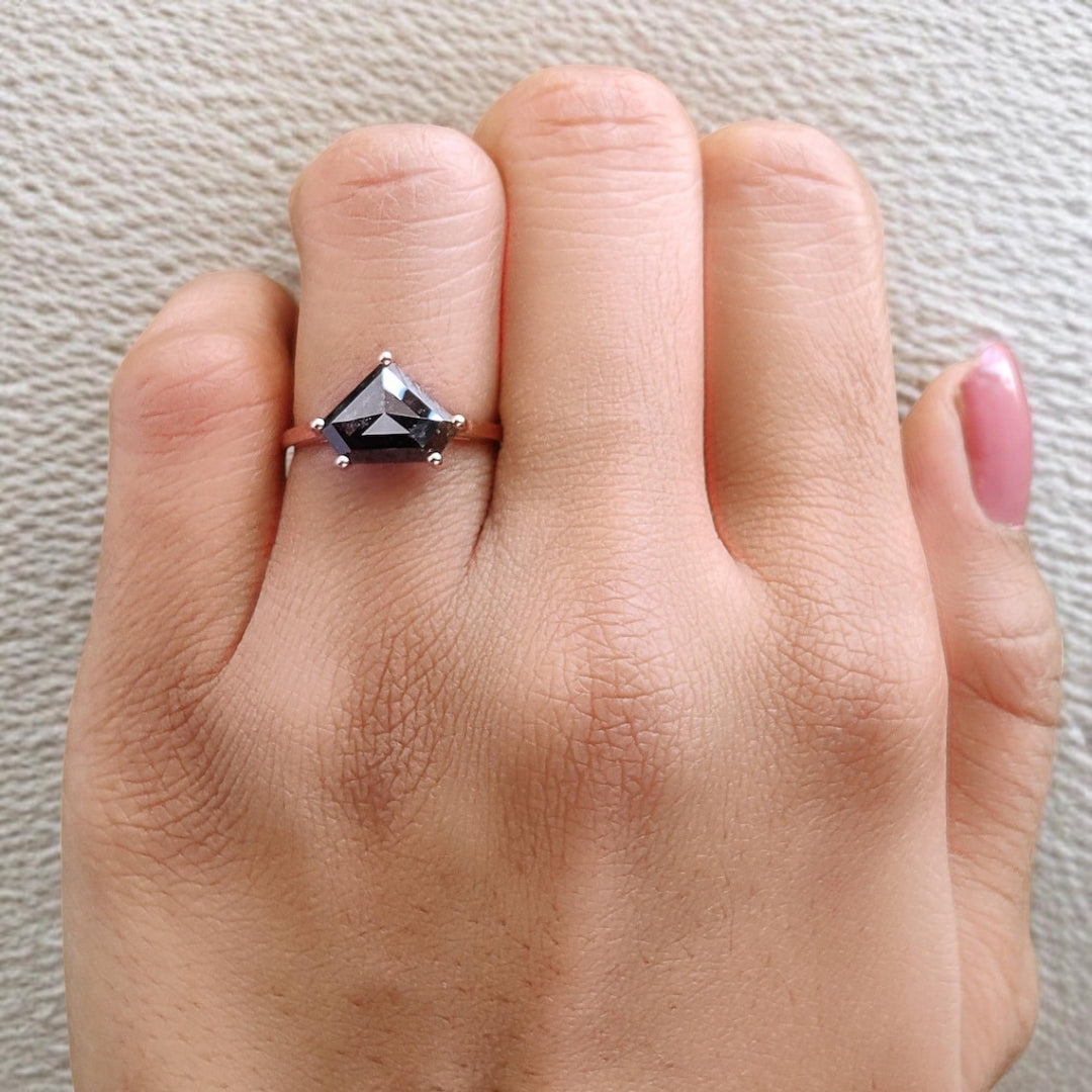 Moissanite Pentagon Rose Gold Solitaire Diamond Ring