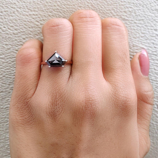 Moissanite Pentagon Rose Gold Solitaire Diamond Ring