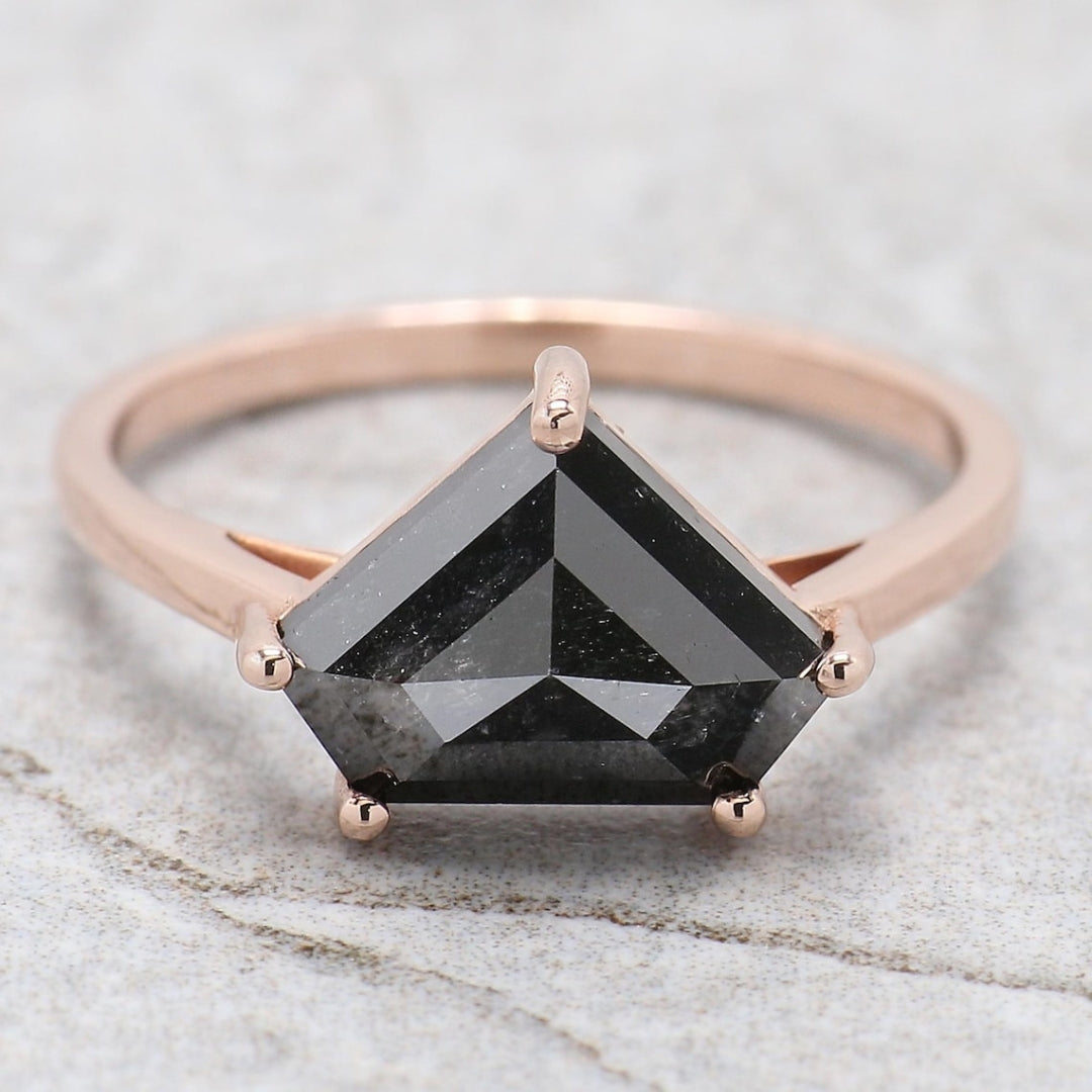 Moissanite Pentagon Rose Gold Solitaire Diamond Ring