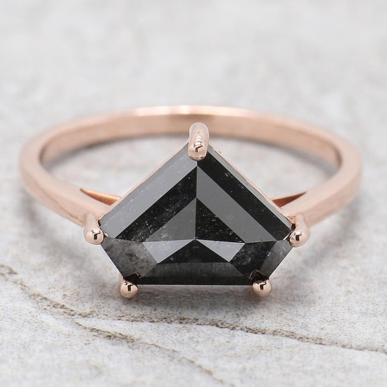 Moissanite Pentagon Rose Gold Solitaire Diamond Ring