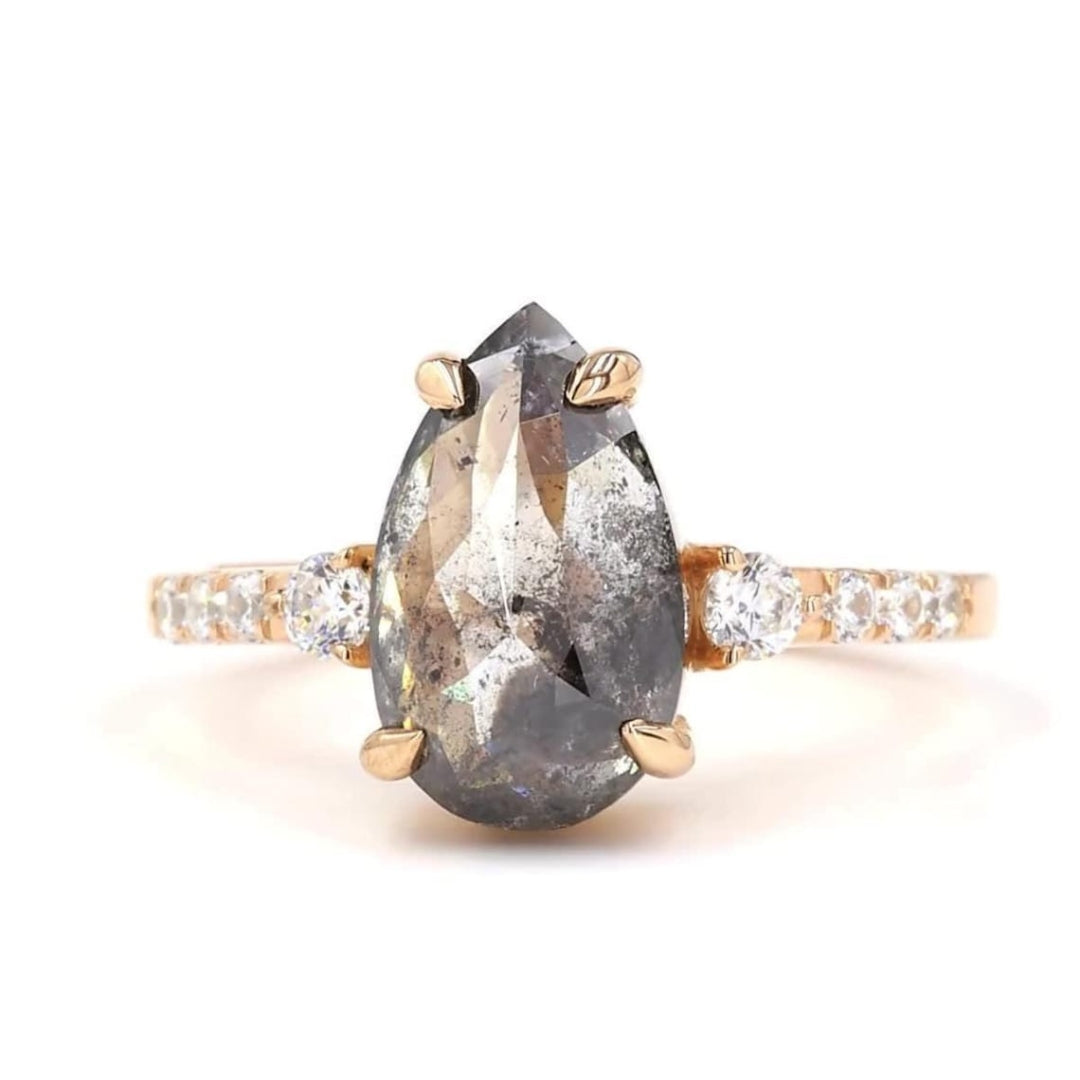 Pear Cut Moissanite Diamond Unique Vintage Engagement Ring