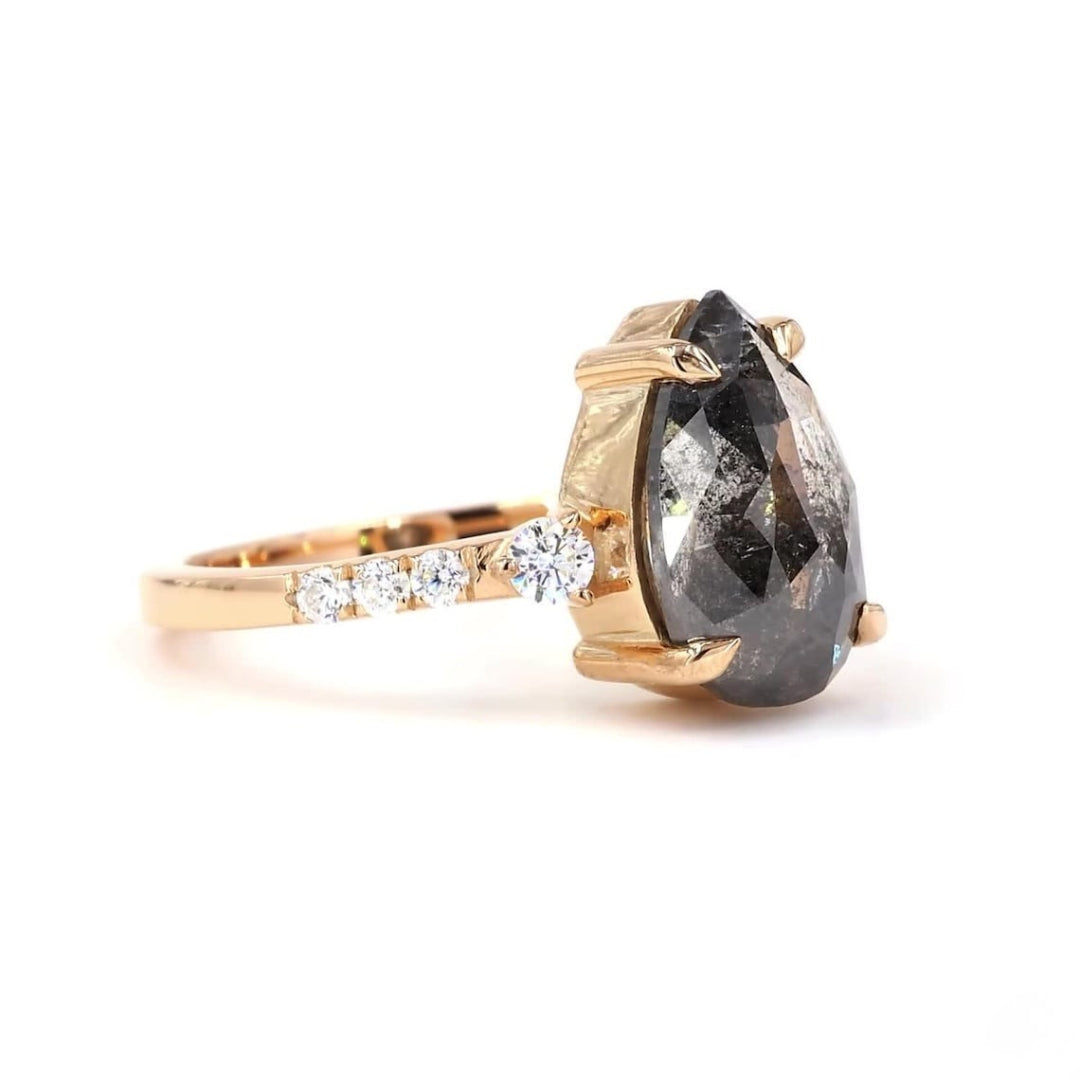 Pear Cut Moissanite Diamond Unique Vintage Engagement Ring