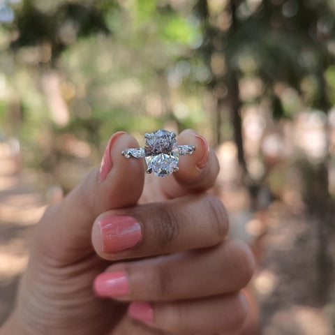 Spiral Oval Cut Diamond Anniversary Ring