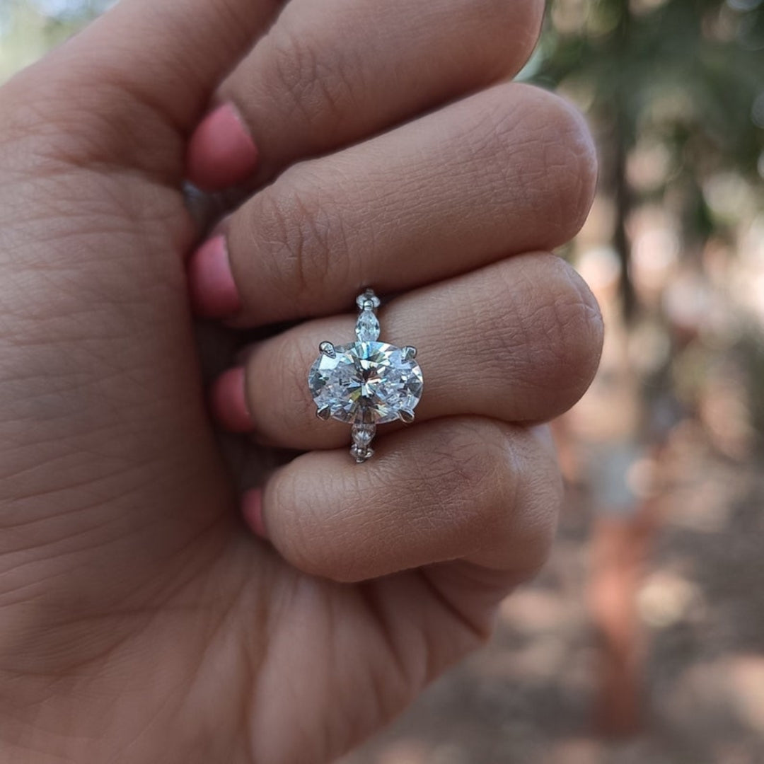 Spiral Oval Cut Diamond Anniversary Ring