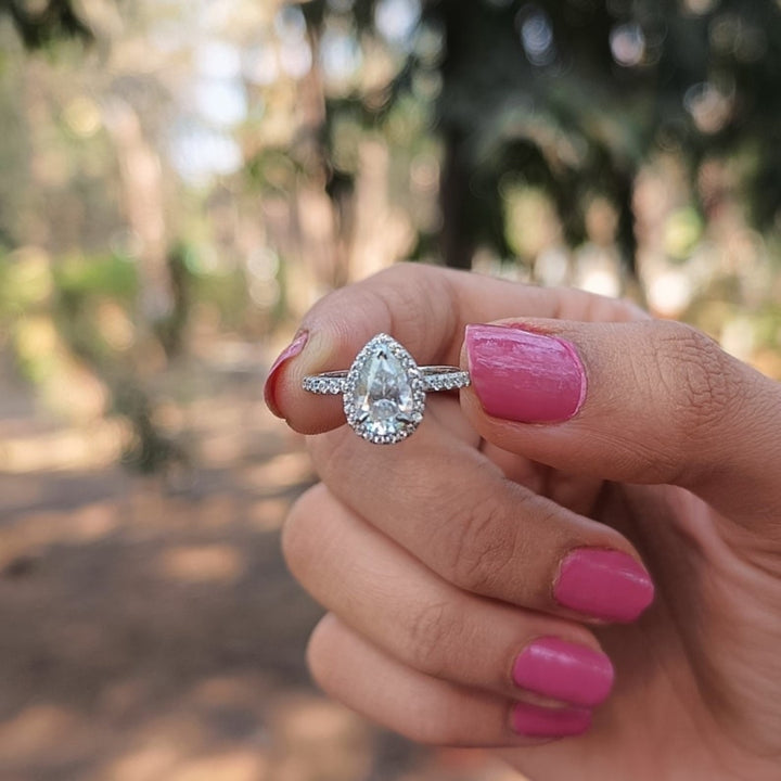 Layering Pear Cut Diamond Handmade Ring