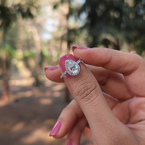 Layering Pear Cut Diamond Handmade Ring