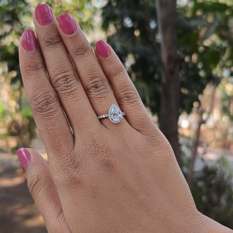 Layering Pear Cut Diamond Handmade Ring