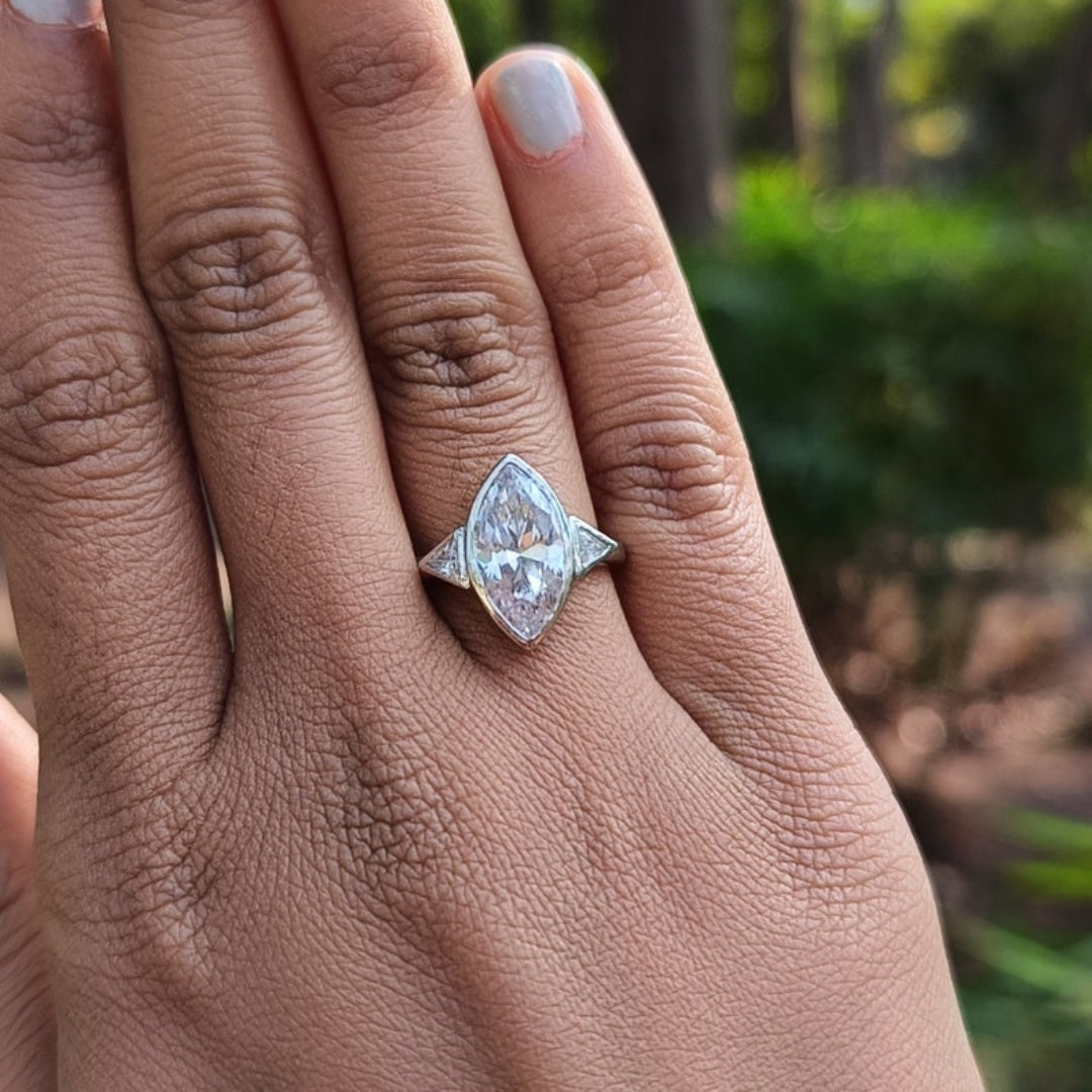 Teardrop Marquise Cut Diamond Handmade Ring