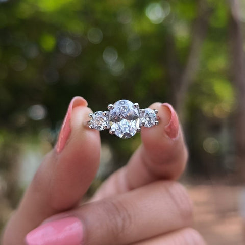 Dainty Oval Cut Diamond Engagement Ring