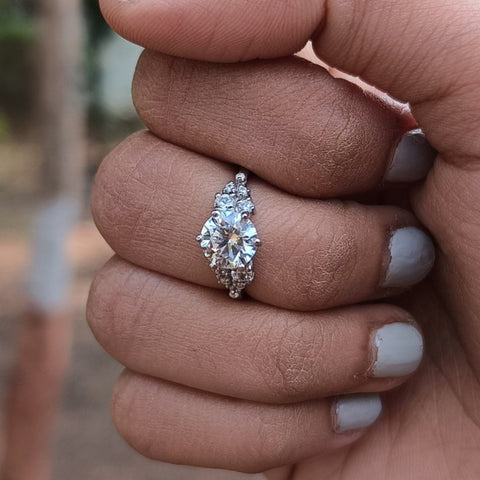 Discs Round Cut Diamond Handmade Ring