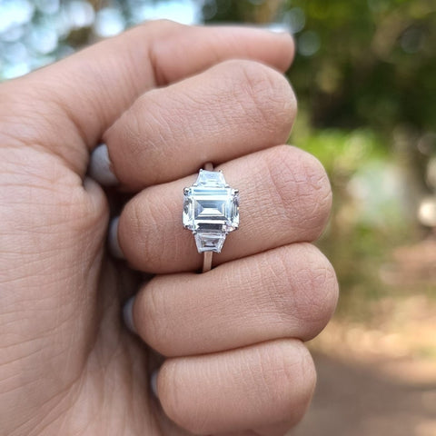 Luster Emerald Cut Diamond Handmade Ring