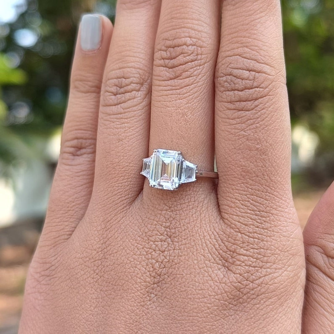 Luster Emerald Cut Diamond Handmade Ring