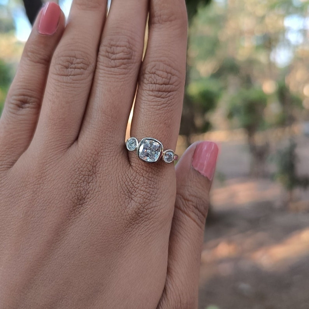 Modernized Cushion Cut Diamond Handmade Ring