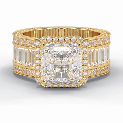 Lab Grown 7.30 CT Asscher Cut Diamond Art Deco Wedding Ring