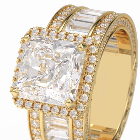 Lab Grown 7.30 CT Asscher Cut Diamond Art Deco Wedding Ring