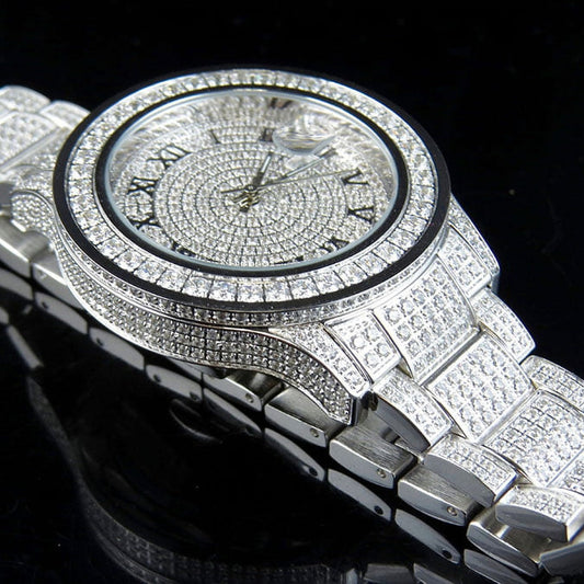 Moissanite 64.40 CT Round Cut Diamond Art Deco Watch