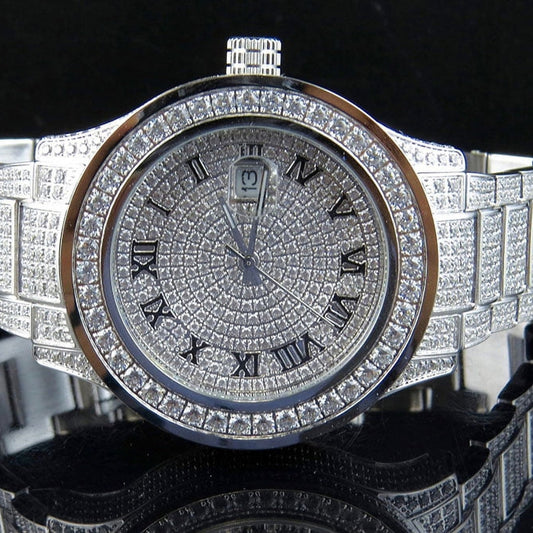 Moissanite 64.40 CT Round Cut Diamond Art Deco Watch