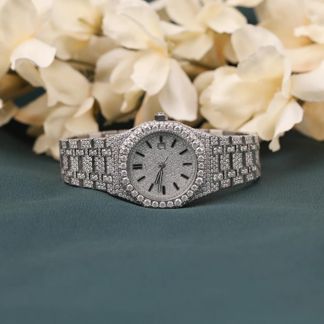 Moissanite 69.25 CT Round Cut Diamond Edwardian Watch