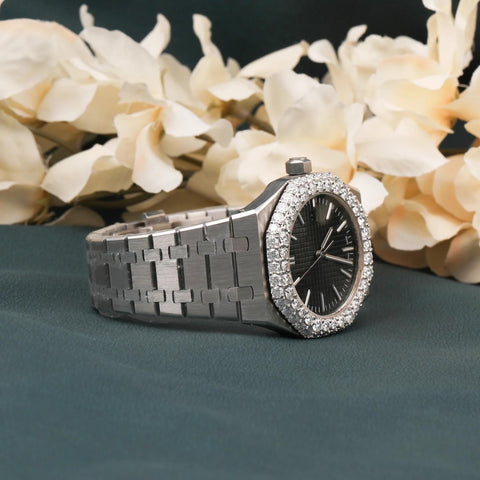 Moissanite 22.35 CT Round Cut Diamond Brutalist Watch