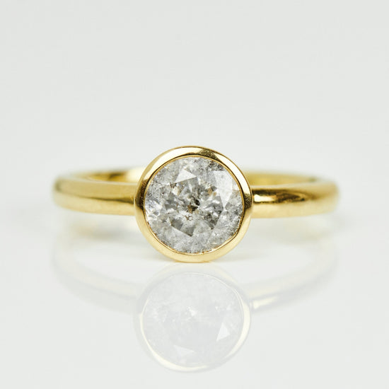 Natural Salt And Pepper 2.20 CT Round Cut Anniversary Ring